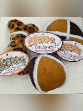 Sherpa Soft Squeeze Dog Toy - Brown & Tan Plush